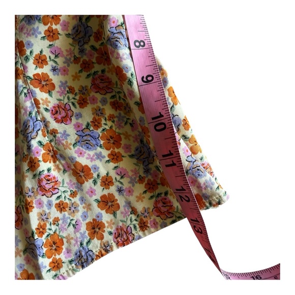 Topshop Floral Top Tie Strap Cami Tank Orange Pink Ditsy Flowers Blouse US 12 - Picture 8 of 8